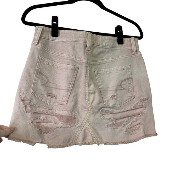 American Eagle Distressed Festival Light Pink Stretch Skirt Size 4 - Picture 7 of 10